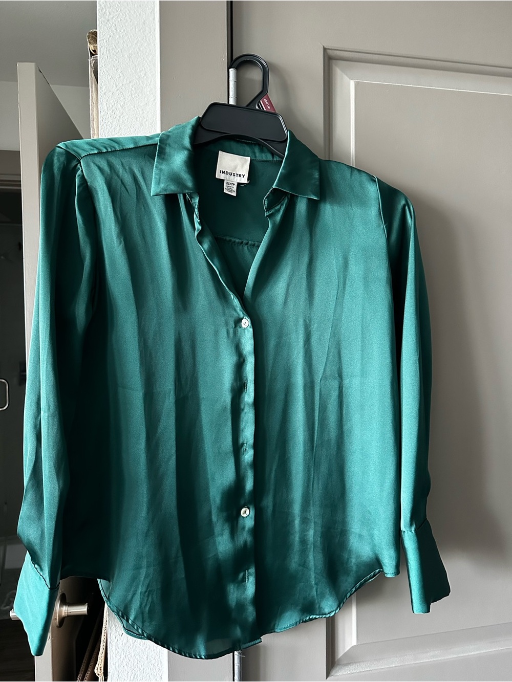 Silky Emerald Button-Down Shirt - Industry